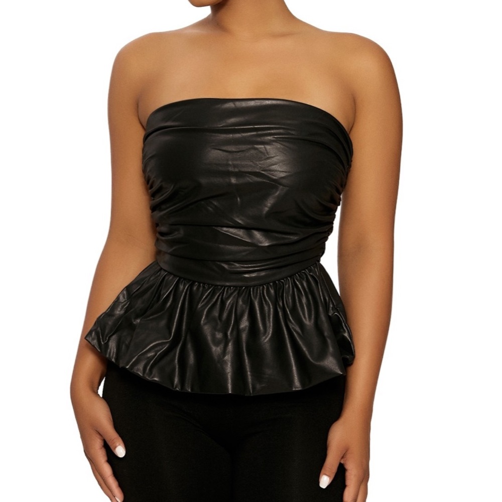 Naked Wardrobe- Faux Leather Top